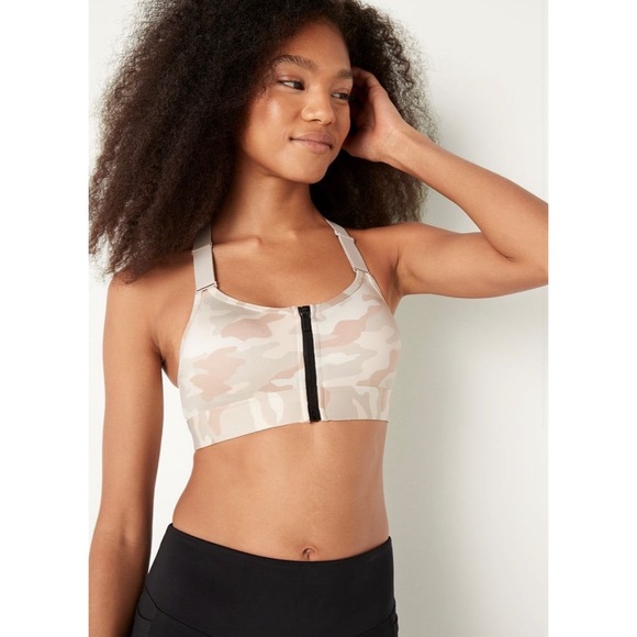 PINK Victoria's Secret Other - Victoria’s Secret Pink Ultimate High Impact Zip Front Sports Bra in Tan Camo